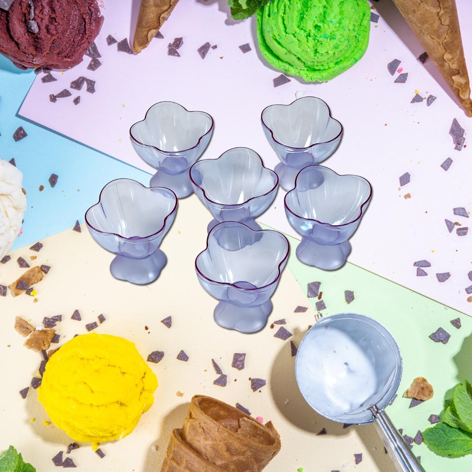 5343 New Modern Style Dessert  Ice Cream Bowl Plastic 6pcs For Home  Office  Party Use 5343 New Modern Style Dessert  Ice Cream Bowl Plastic 6pcs For Home  Office  Party Use